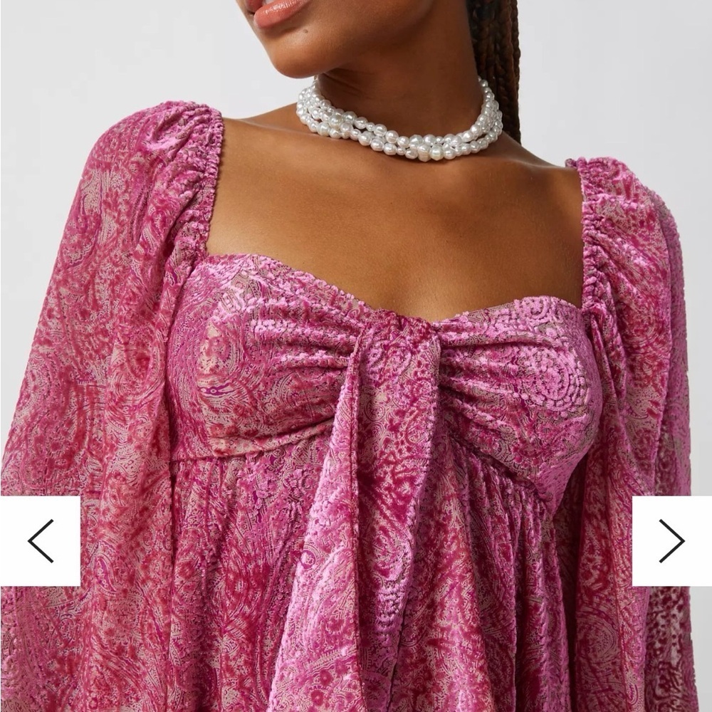 NWOT For Love & Lemons Francesca Paisley Babydoll Bubble Sleeve Dress Size 1X - Picture 3 of 11
